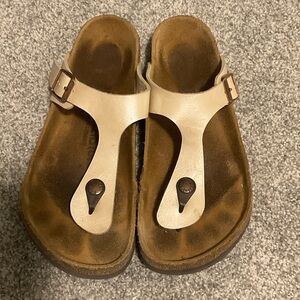 Birkenstock Cream and Brown Sandals